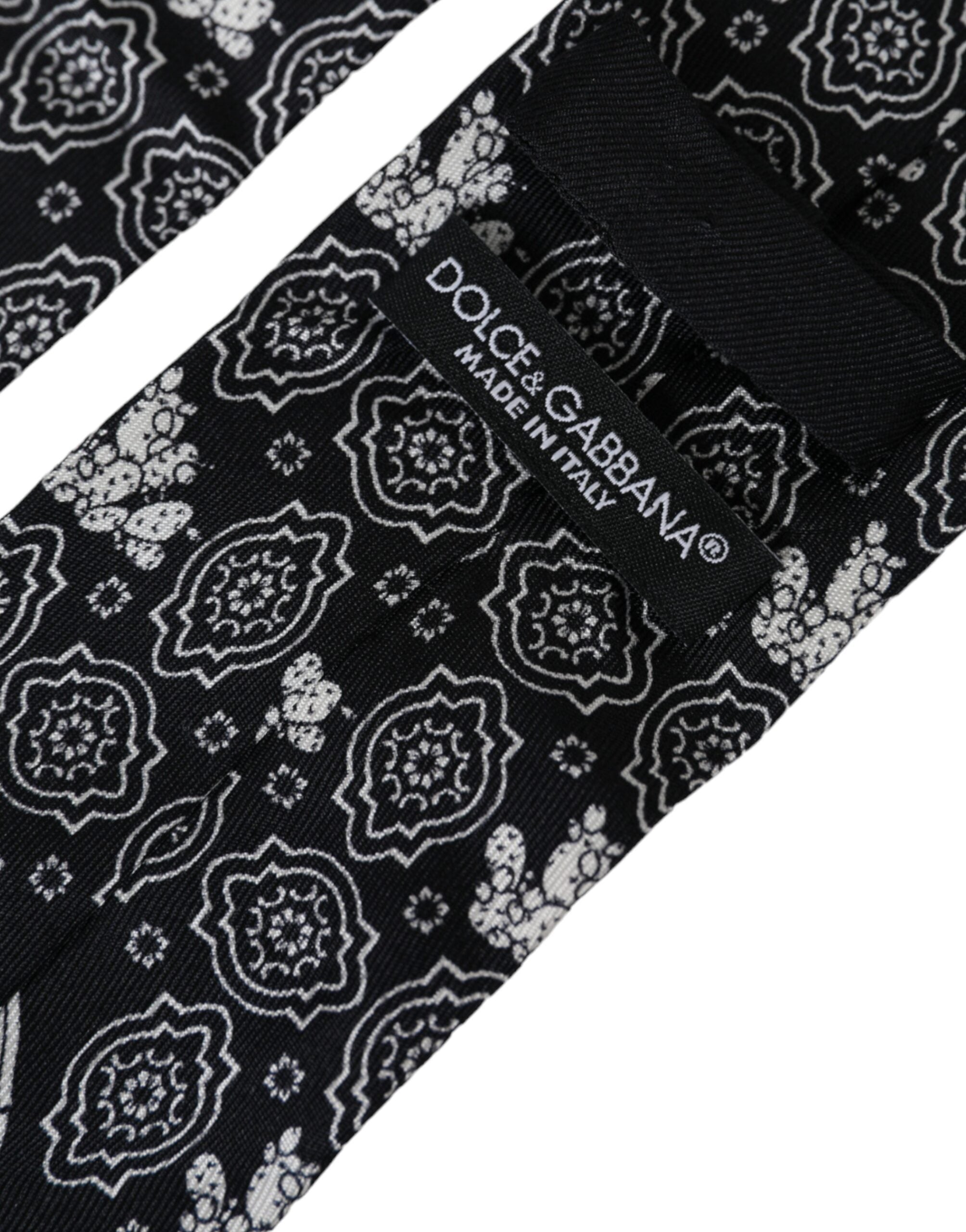 Dolce & Gabbana Dark Gray Patterned 100%Silk Adjustable Tie