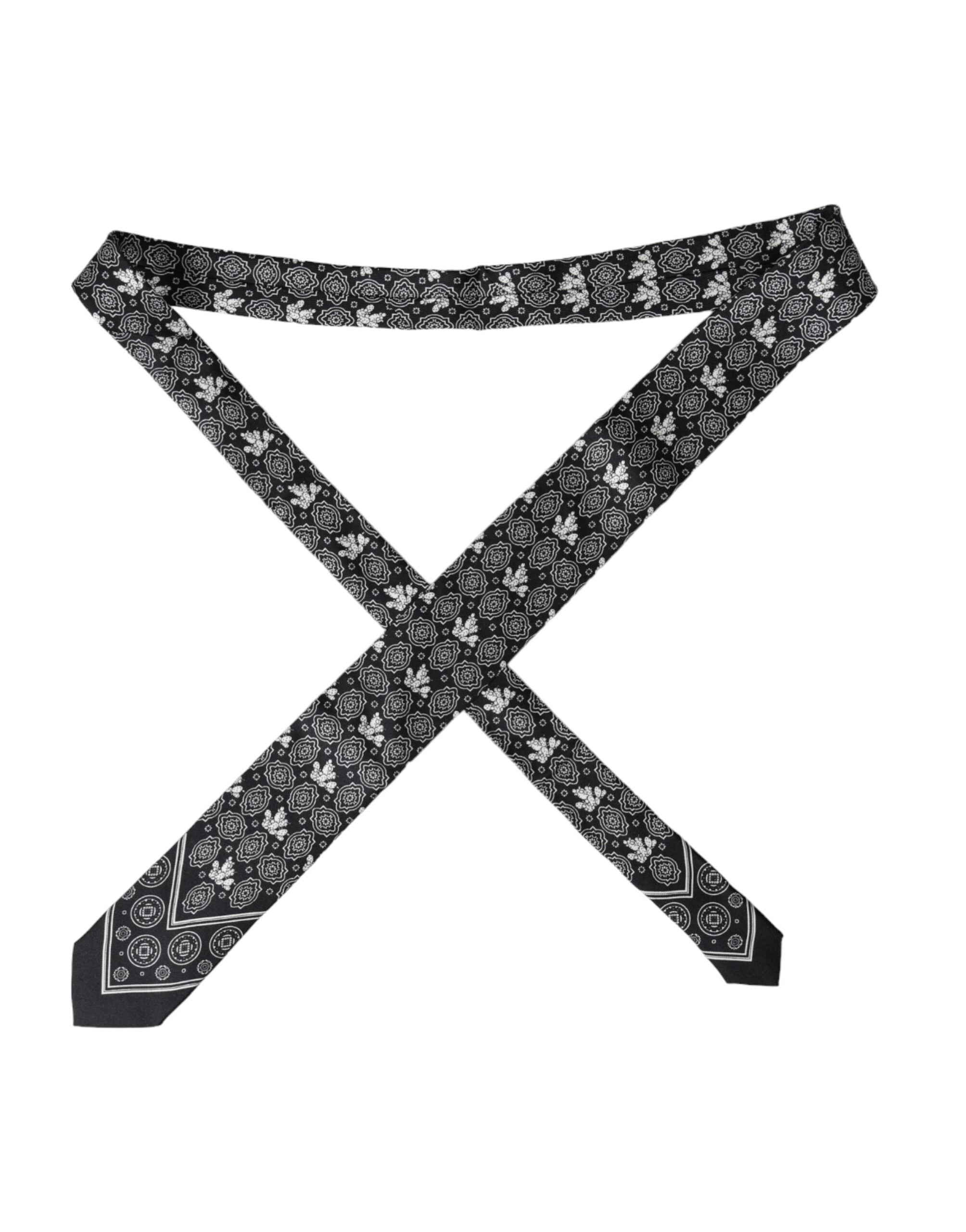 Dolce & Gabbana Dark Gray Patterned 100%Silk Adjustable Tie