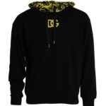 Sweat à capuche en coton noir Dolce & Gabbana avec logo, style décontracté et confortable, vue de face.
