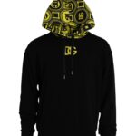Sweat à capuche en coton noir Dolce & Gabbana avec logo, manches longues et design décontracté, vue de face.