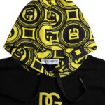 Sweat à capuche Dolce & Gabbana en coton noir avec logo, vêtement décontracté pour hommes ou femmes.