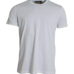 T-shirt blanc en coton à col rond de Dolce & Gabbana, manches courtes, vue de face.