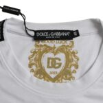T-shirt blanc en coton à col rond de Dolce & Gabbana, manches courtes, vue de face.