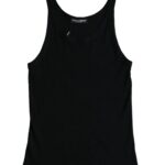 T-shirt sans manches noir Dolce & Gabbana pour homme, sous-vêtement ou t-shirt ajusté en coton, visible en gros plan.