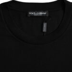 T-shirt noir en coton à col rond et manches courtes de Dolce & Gabbana, vue de face, tissu doux et finition élégante.