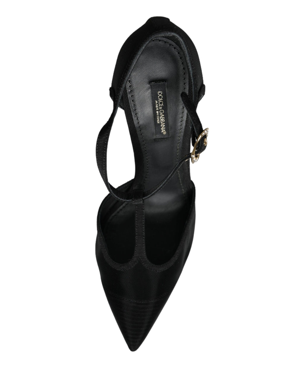 Chaussures à talons aiguilles Dolce & Gabbana en mesh noir avec bride T-strap, élégantes et sophistiquées.