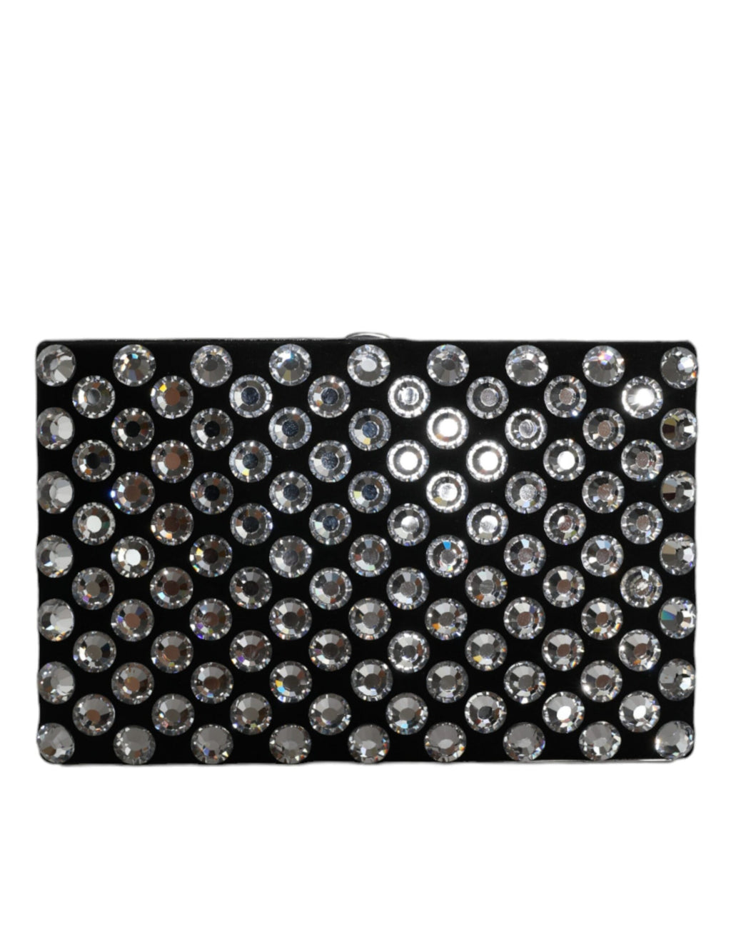 Sac clutch noir en velours avec cristaux de Dolce & Gabbana, idéal pour soirée et événements élégants.