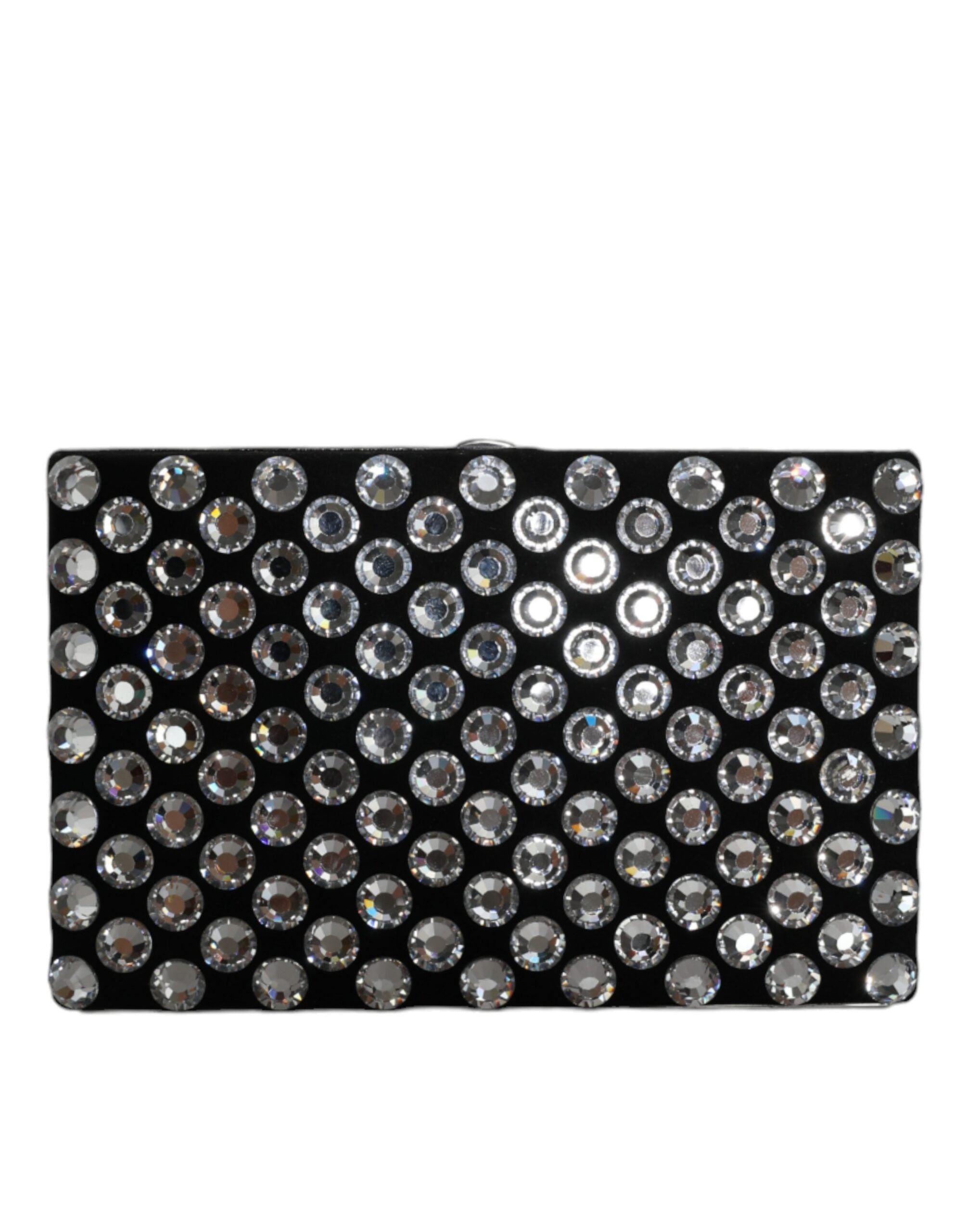 Sac clutch noir en velours avec cristaux de Dolce & Gabbana, idéal pour soirée et événements élégants.
