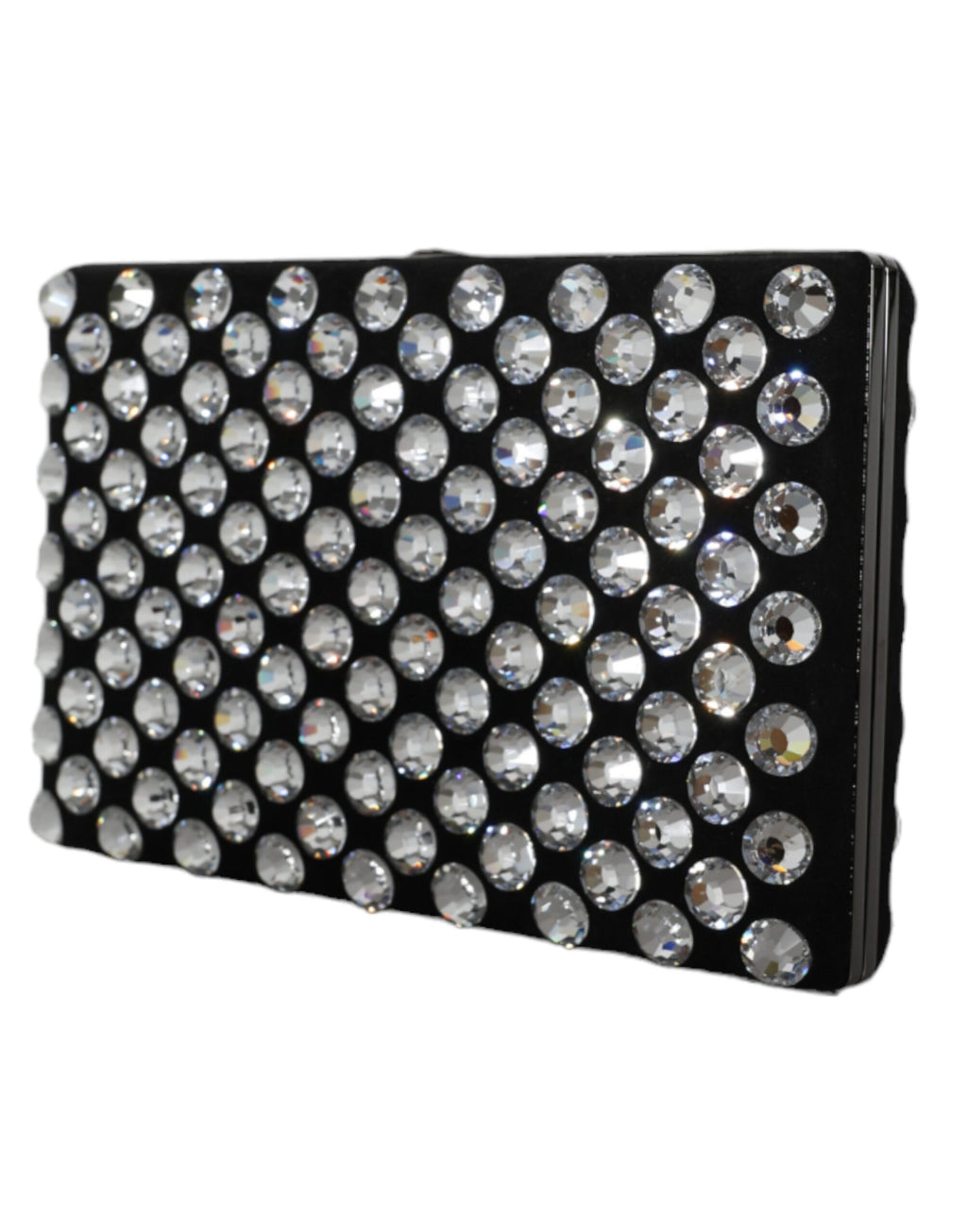Sac clutch noir en velours de Dolce & Gabbana avec cristaux pour soirée et fête, élégant et sophistiqué.