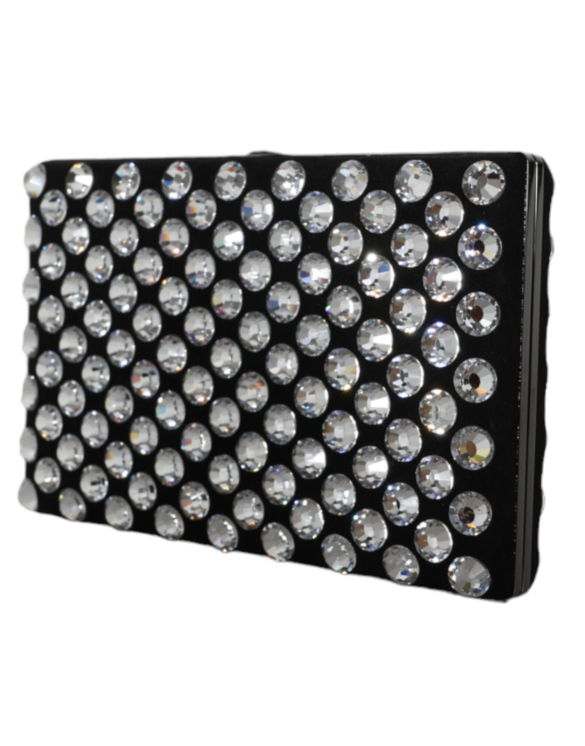 Sac clutch noir en velours de Dolce & Gabbana avec cristaux pour soirée et fête, élégant et sophistiqué.