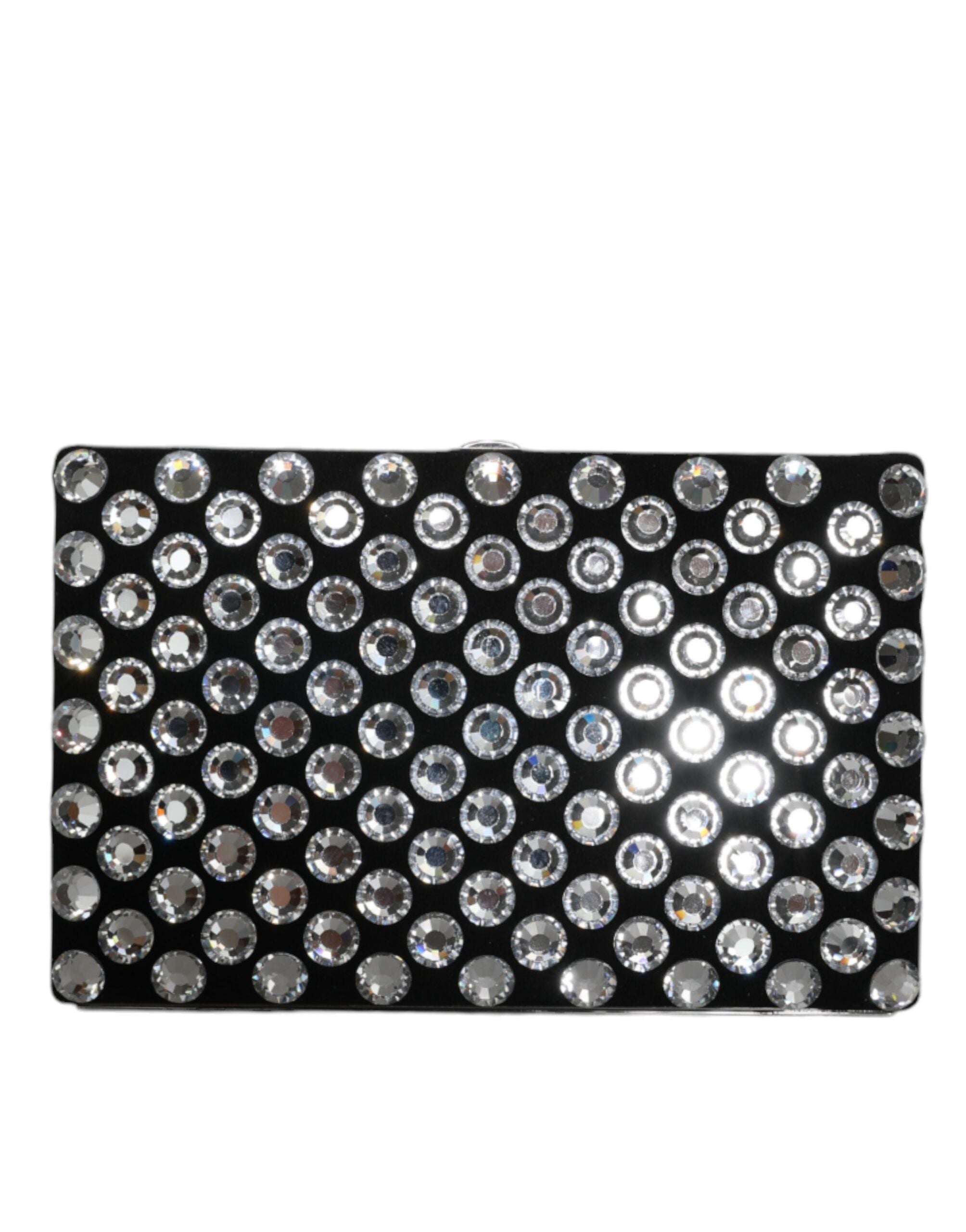 Sac clutch en velours noir Dolce & Gabbana avec cristaux, parfait pour soirée et événements élégants.