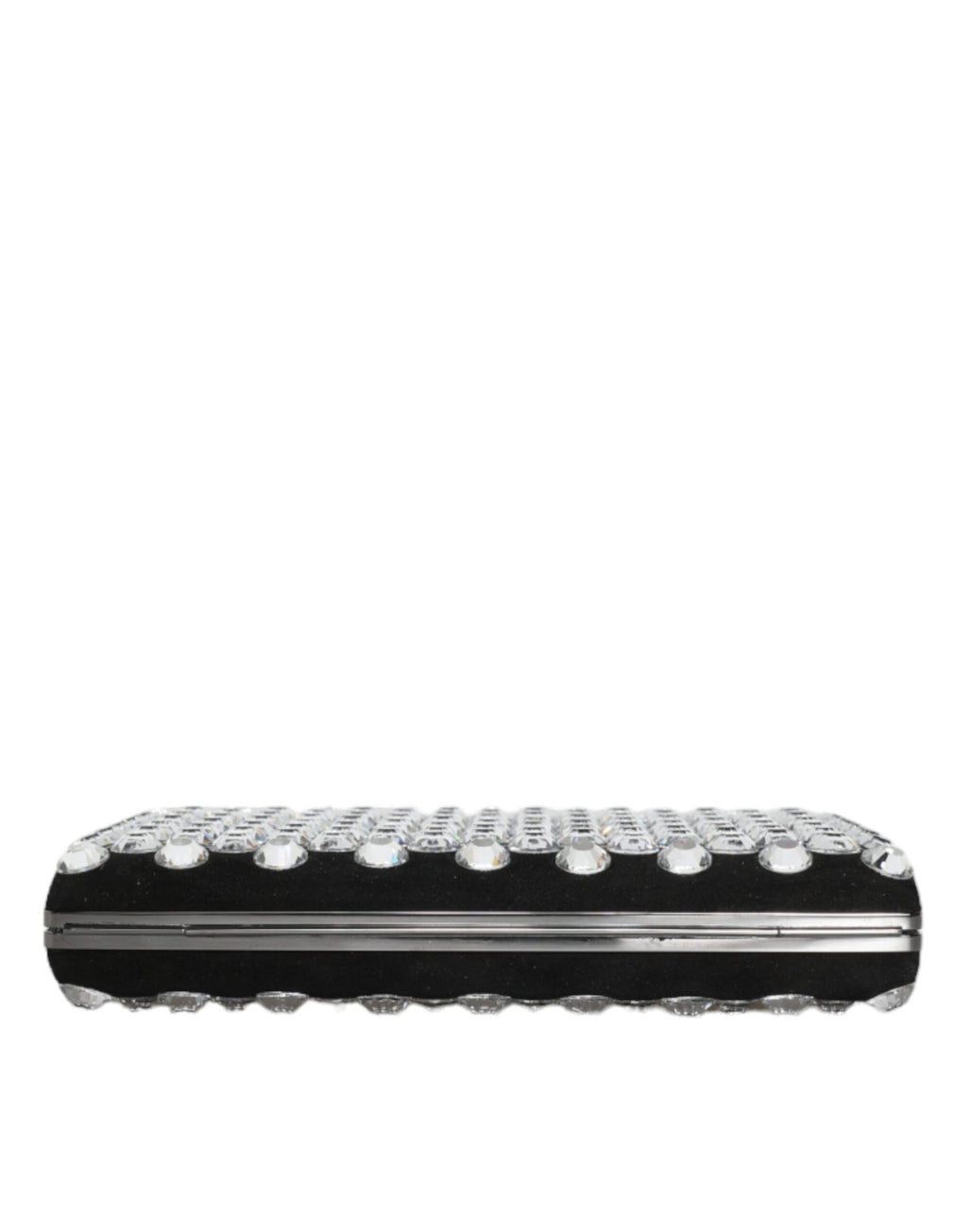 Sac clutch en velours noir Dolce & Gabbana avec cristaux, pochette élégante pour soirée et fêtes.