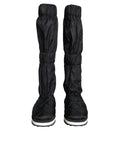 Bottes montantes noires de luxe Dolce & Gabbana en quilting, chaussures sneakers haut de gamme pour femmes.