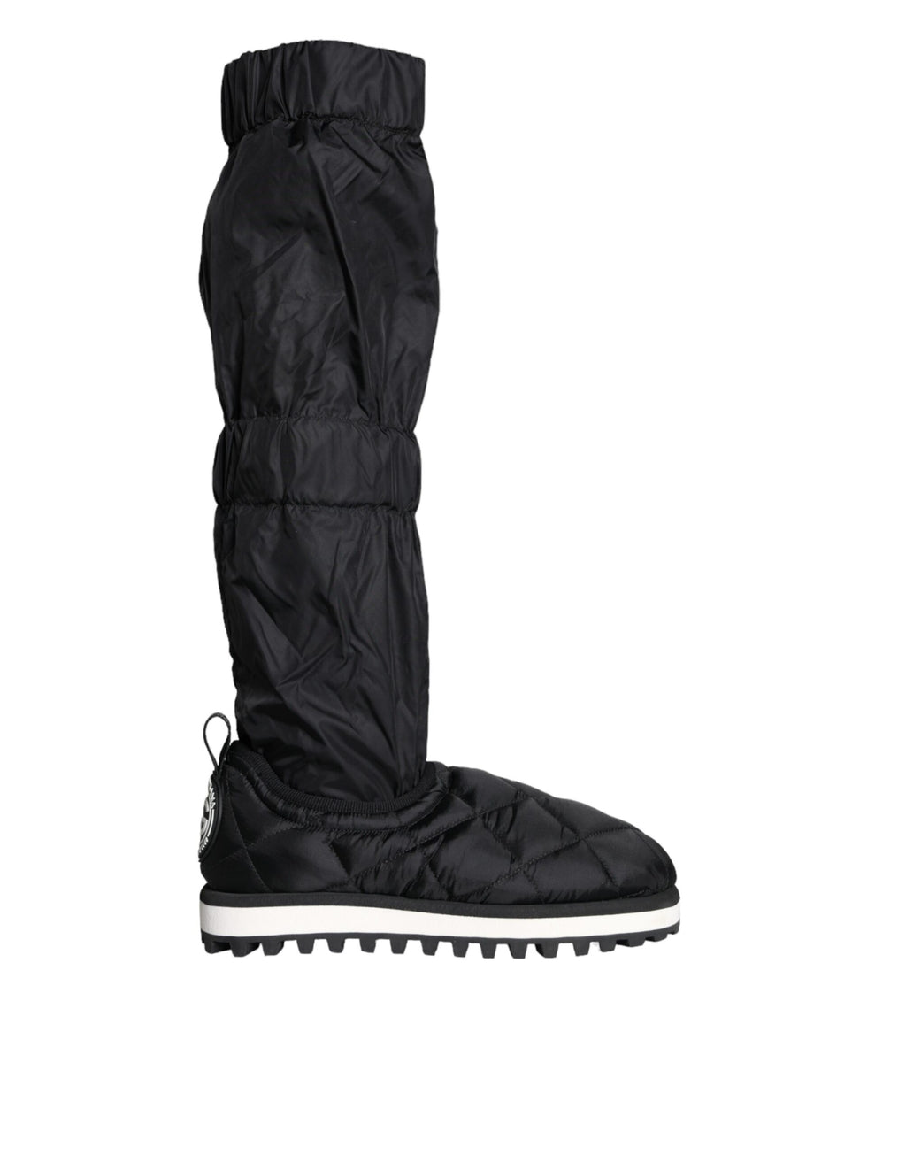 Bottes sneakers hautes Dolce & Gabbana noires en quilté avec semelle épaisse, style tendance et moderne.