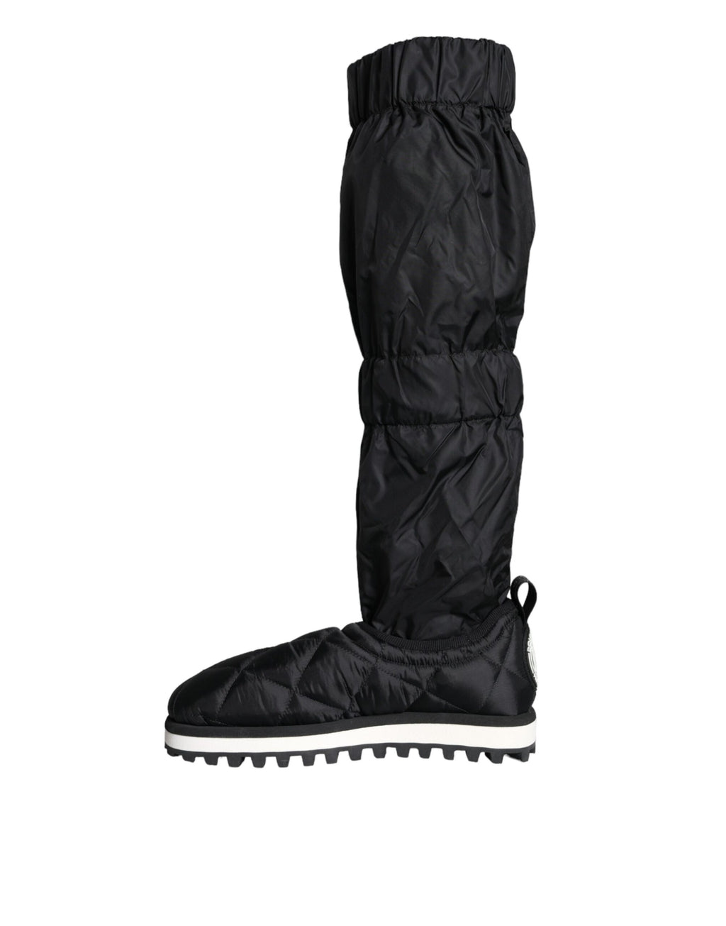 Bottes montantes noires de luxe Dolce & Gabbana en cuir matelassé, style sneakers haut de gamme.