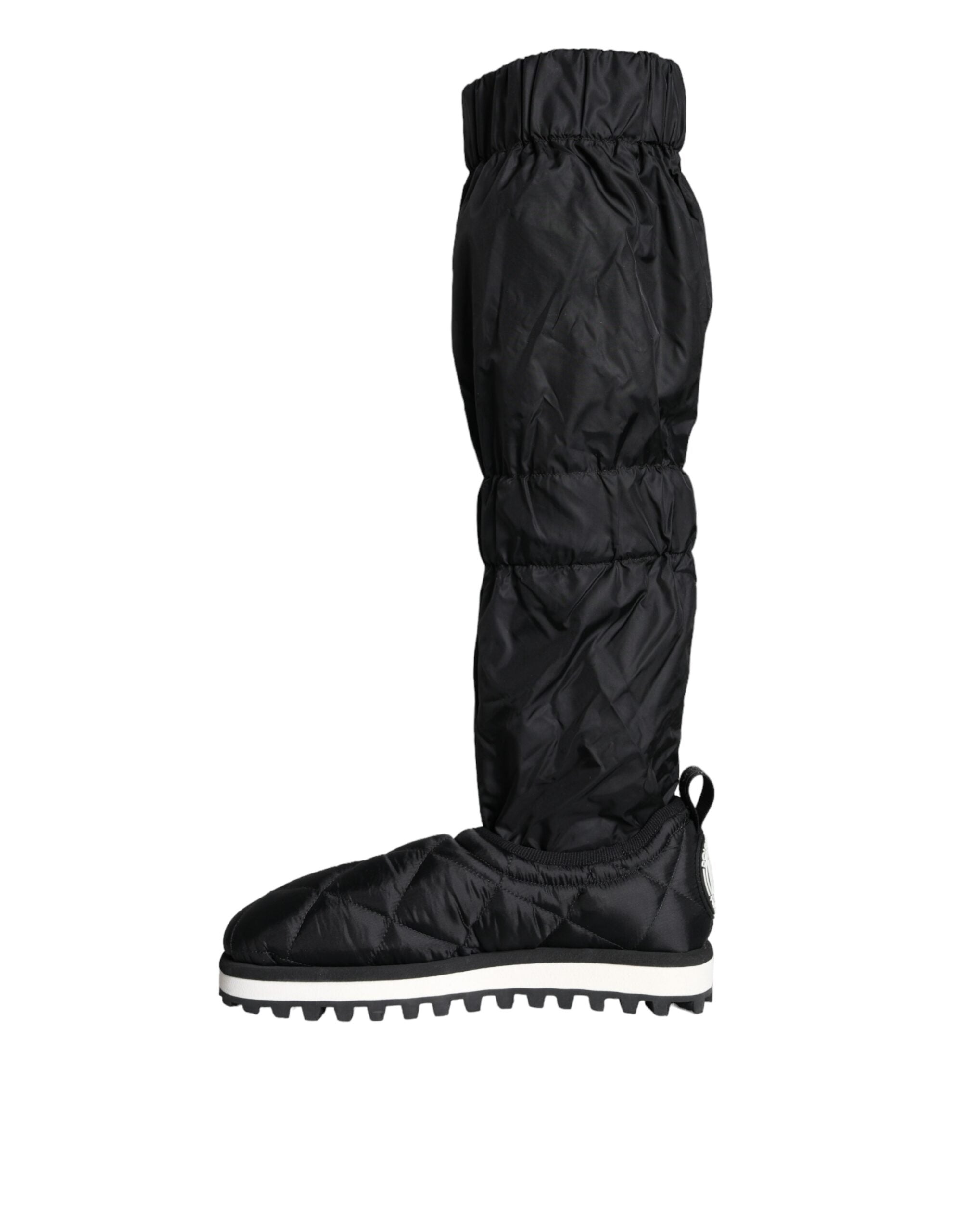 Bottes montantes noires de luxe Dolce & Gabbana en cuir matelassé, style sneakers haut de gamme.