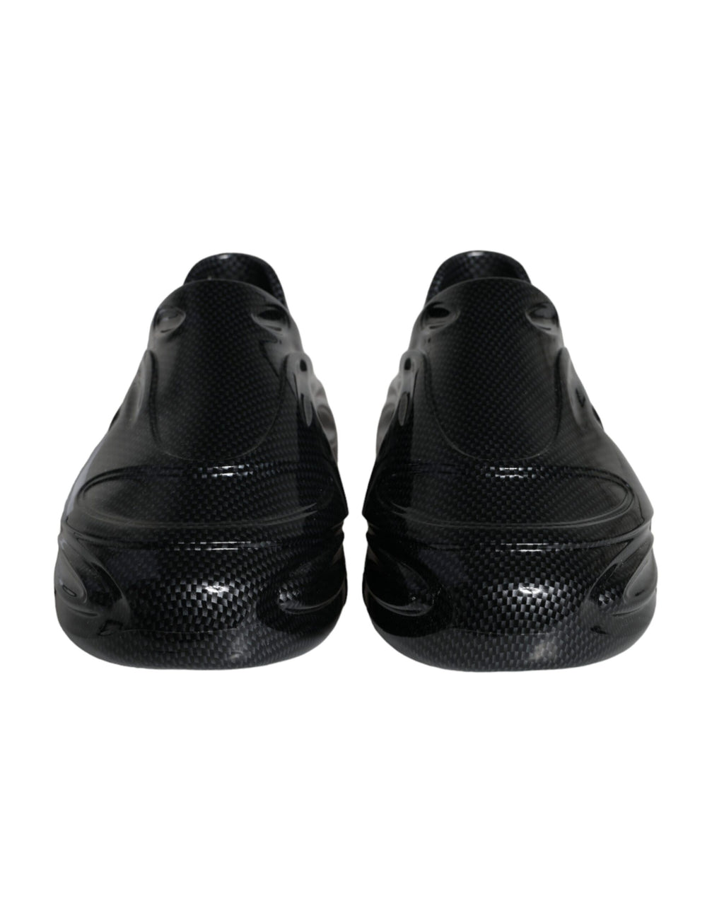 Chaussures sneakers basses noires Dolce & Gabbana en caoutchouc brillant avec détails en relief, pour homme.