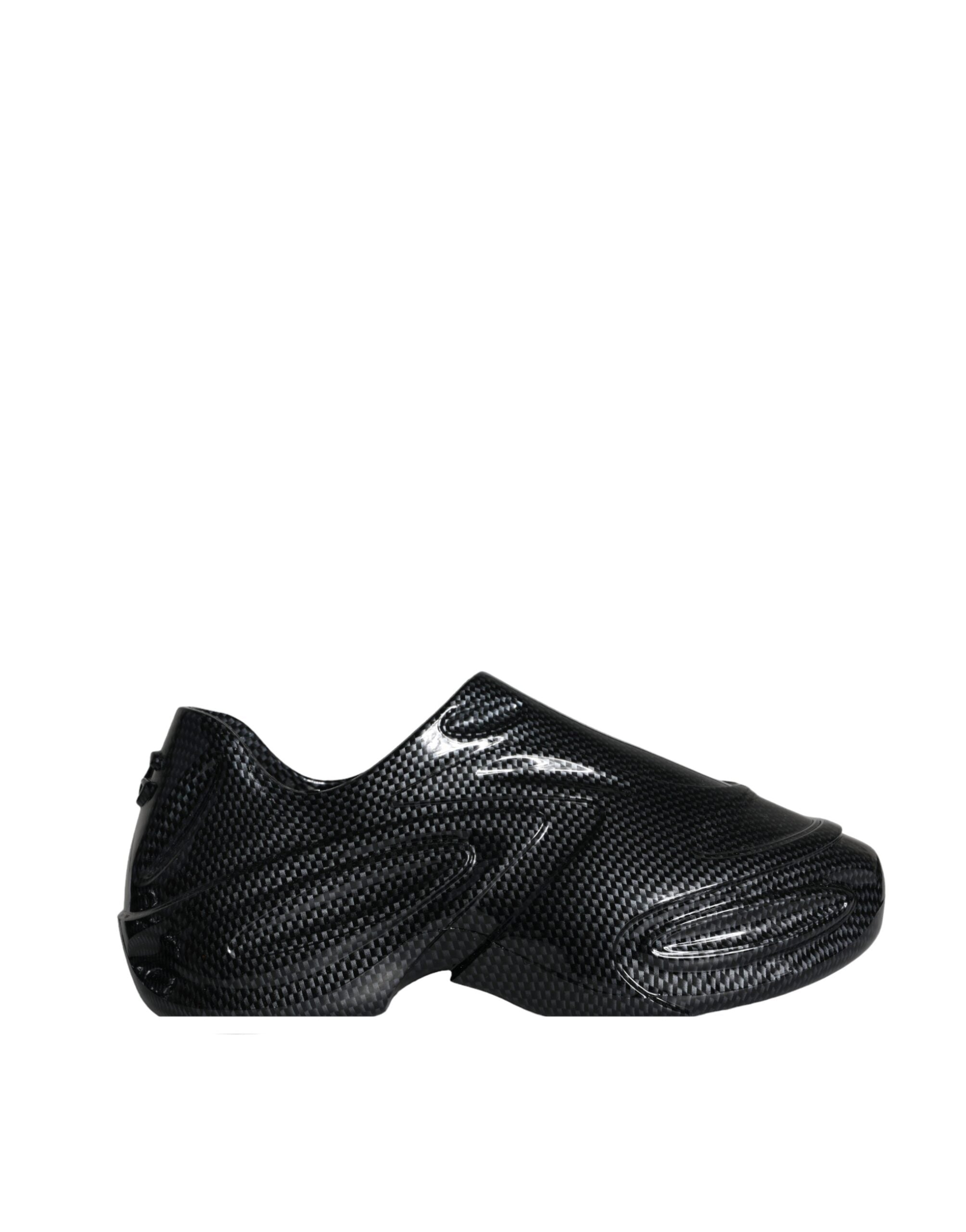 Chaussures sneakers basses pour hommes Dolce & Gabbana en caoutchouc noir à effet métallisé, style sportif et tendance.