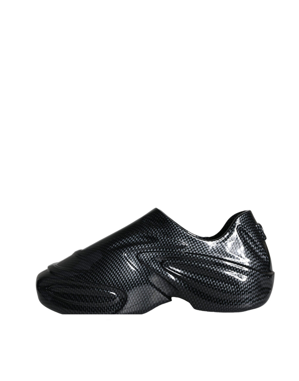 Chaussures de sneakers basses pour hommes Dolce & Gabbana en caoutchouc noir avec fini métallisé, look moderne et sportif.