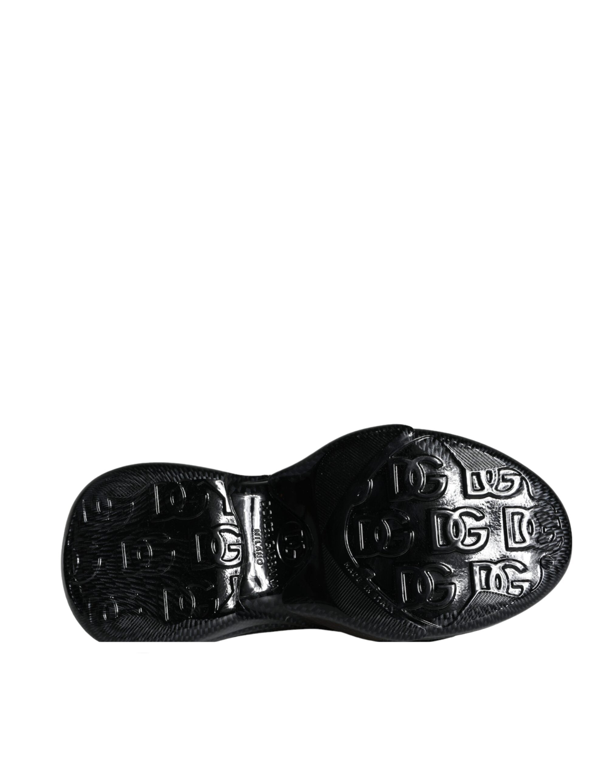 Chaussures sneakers basses noires en caoutchouc avec effet doré de Dolce & Gabbana, style moderne et élégant pour hommes.