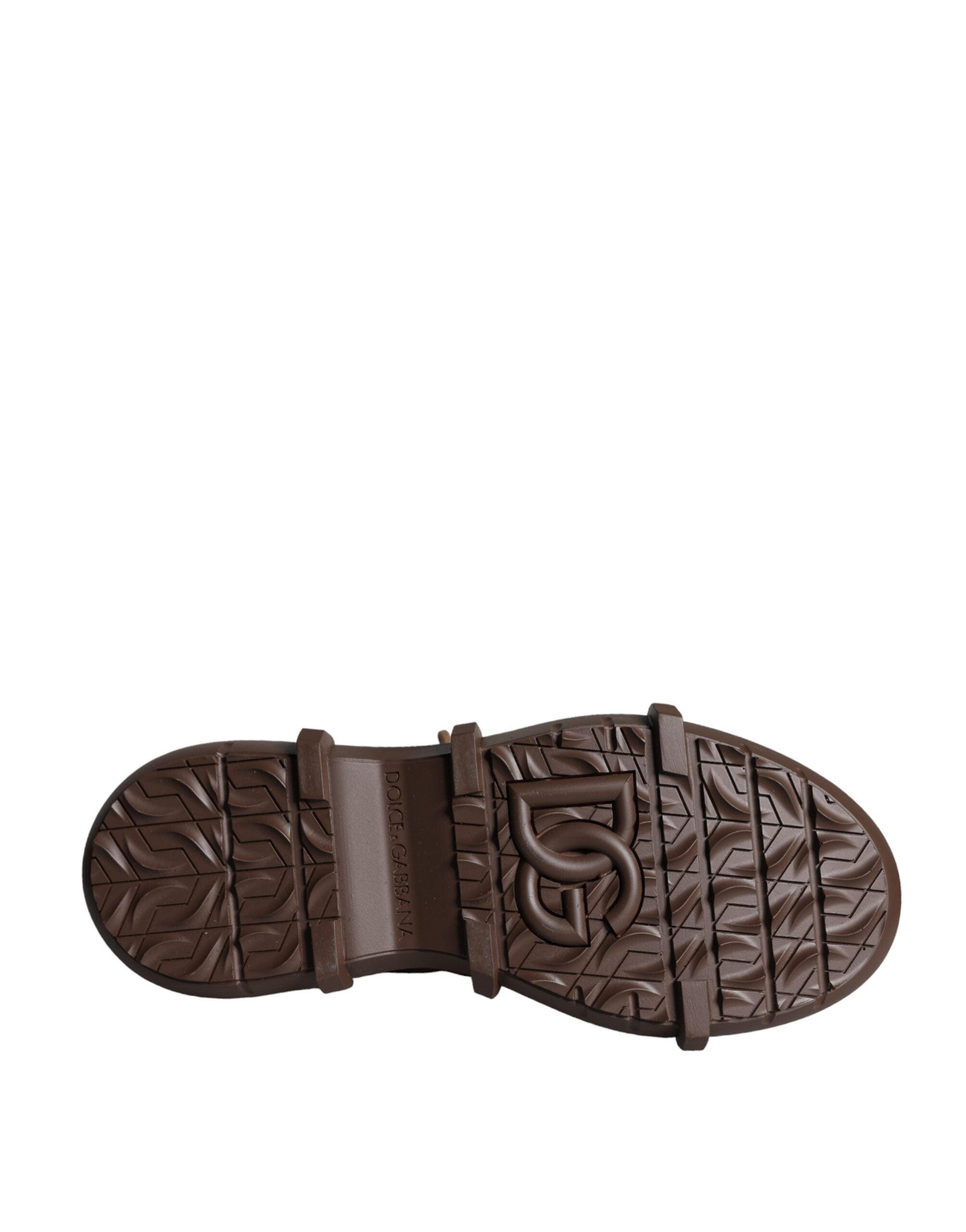 Bottes militaires pour hommes en cuir suédé marron Dolce & Gabbana, style robuste et élégant.