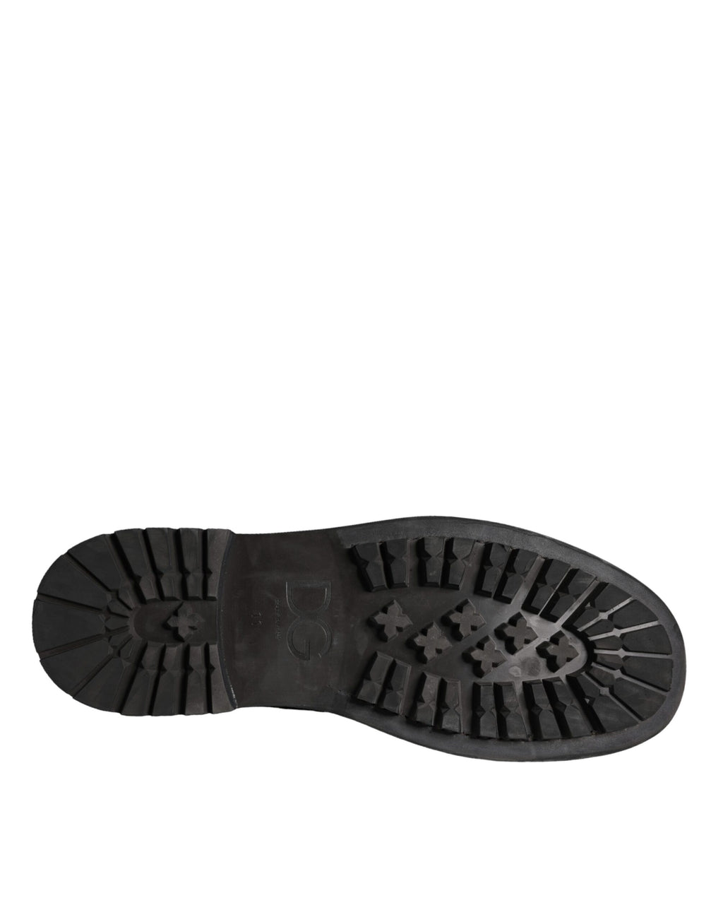 Bottes homme Dolce & Gabbana en cuir noir à lacets, mi-mollet, style élégant et moderne.
