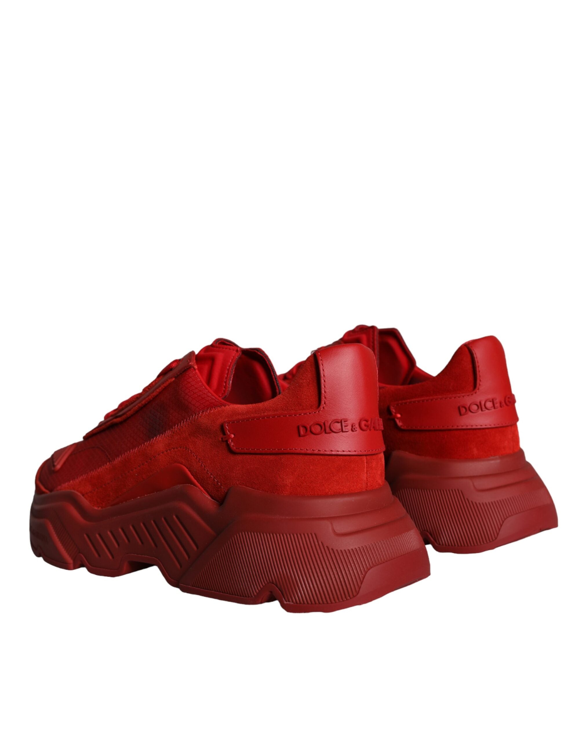 Chaussures basses en cuir rouge Dolce & Gabbana Daymaster, baskets décontractées avec semelle blanche et design élégant.