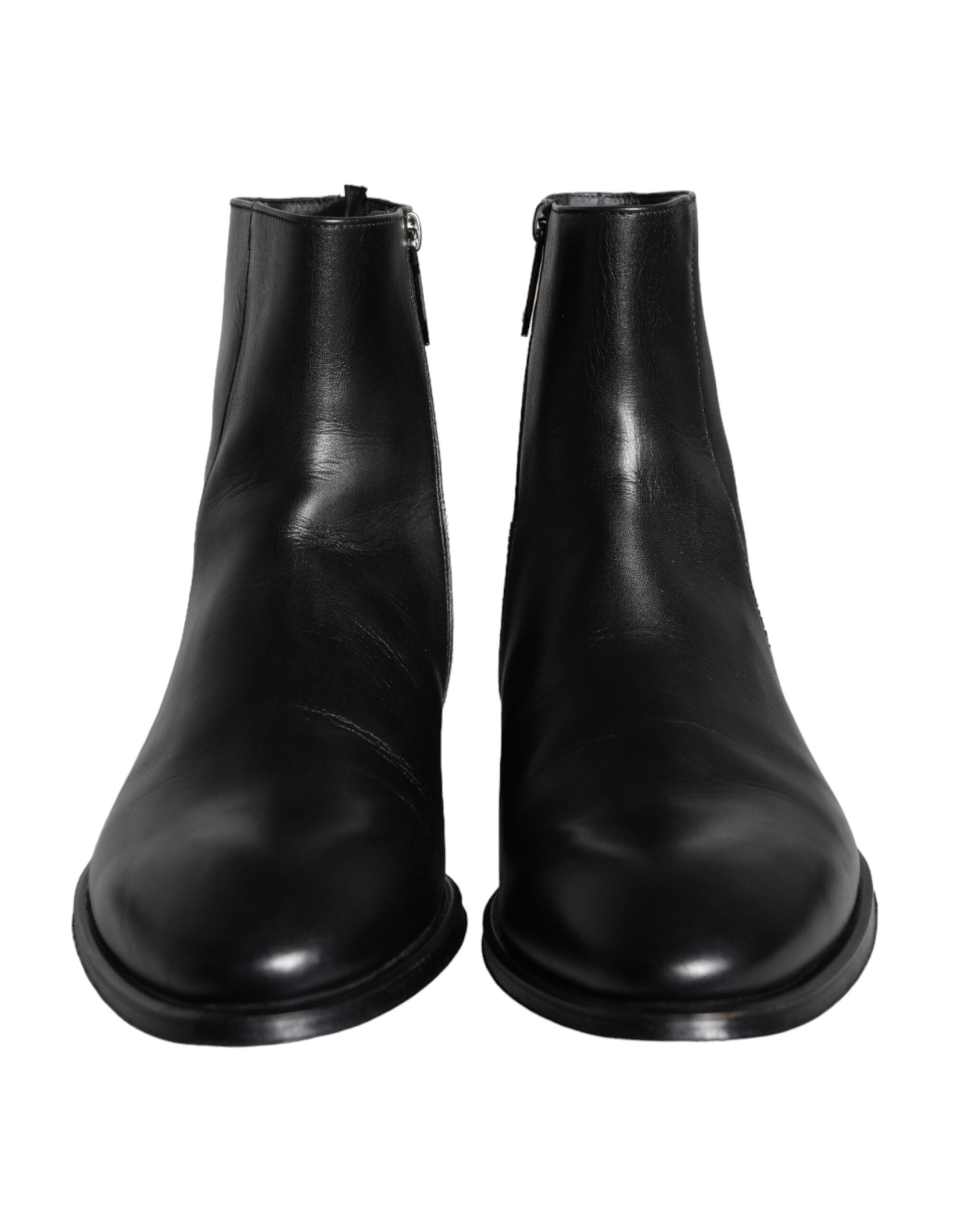 Bottes pour hommes en cuir de veau noir de Dolce & Gabbana, chaussures élégantes à la cheville pour homme