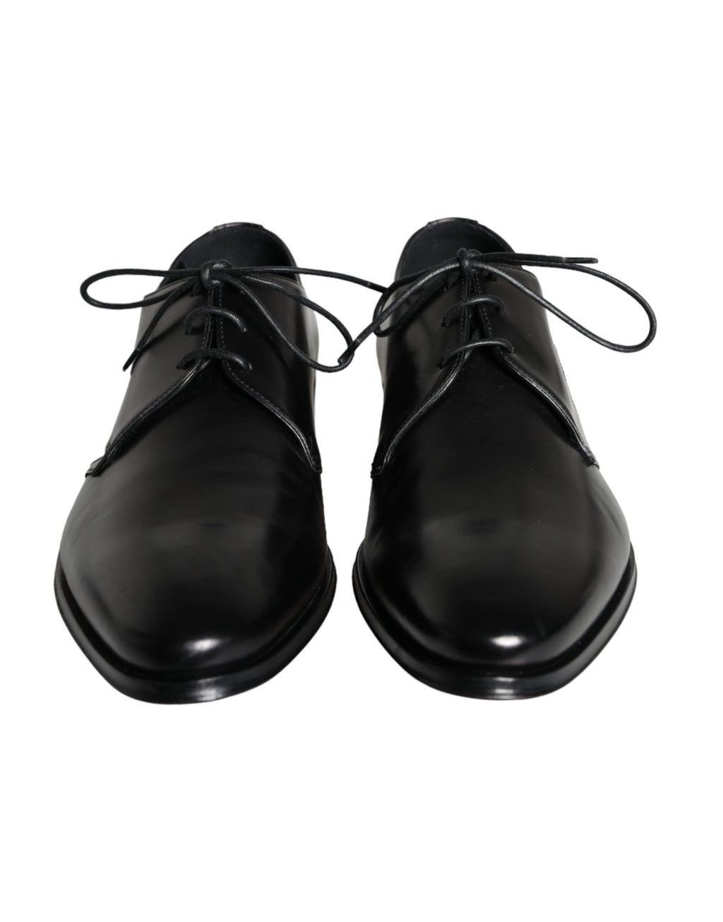 Chaussures derby hommes Dolce & Gabbana en cuir de veau noir, élégantes et classiques, avec lacets et finition en cuir lisse.