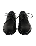 Chaussures derby hommes Dolce & Gabbana en cuir de veau noir, élégantes et classiques, avec lacets et finition en cuir lisse.