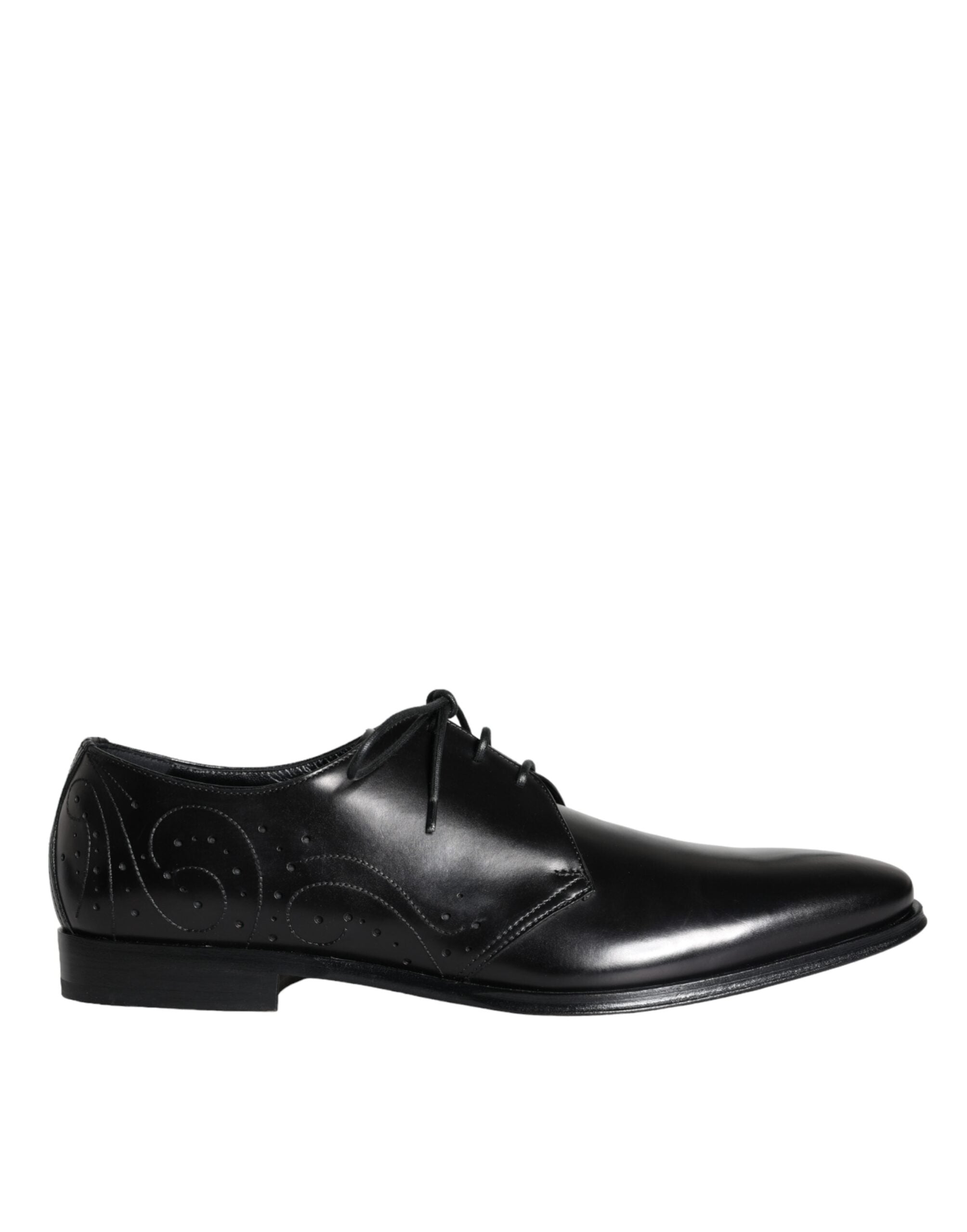 Chaussures Derby en cuir de veau noir de Dolce & Gabbana pour homme, élégantes et classiques.