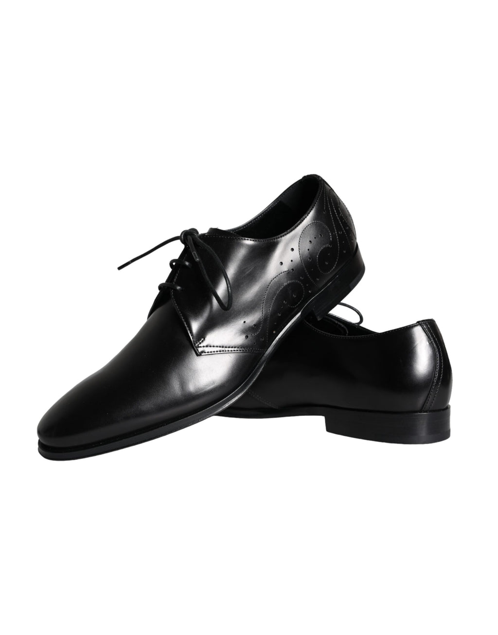 Chaussures Derby en cuir de veau noir de Dolce & Gabbana pour homme, élégantes et classiques.