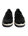 Chaussures décontractées en cuir noir Dolce & Gabbana, mocassins élégants pour homme.