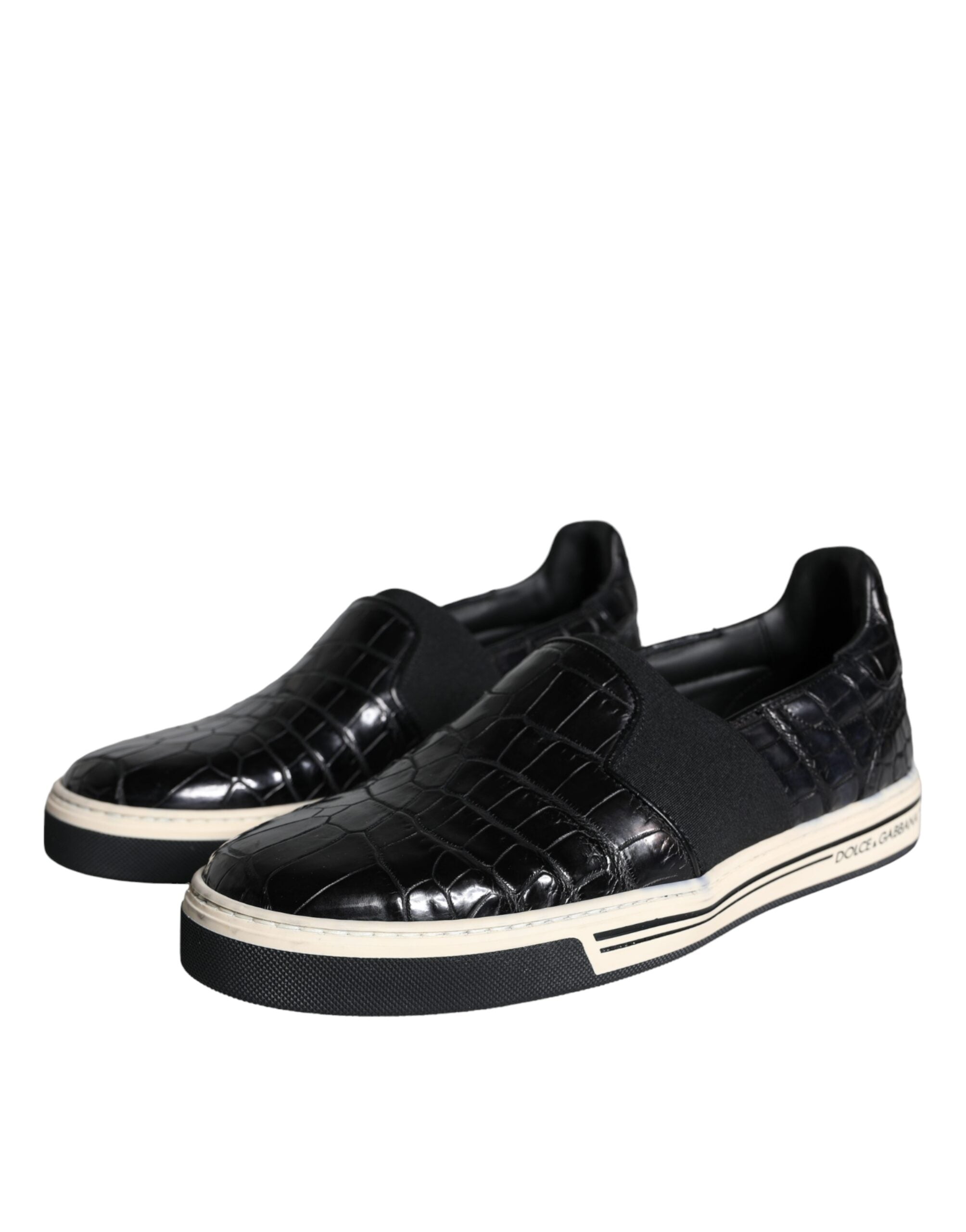 Mocassins en cuir noir Dolce & Gabbana, chaussures décontractées élégantes pour homme, visibles avec semelle en cuir et design classique