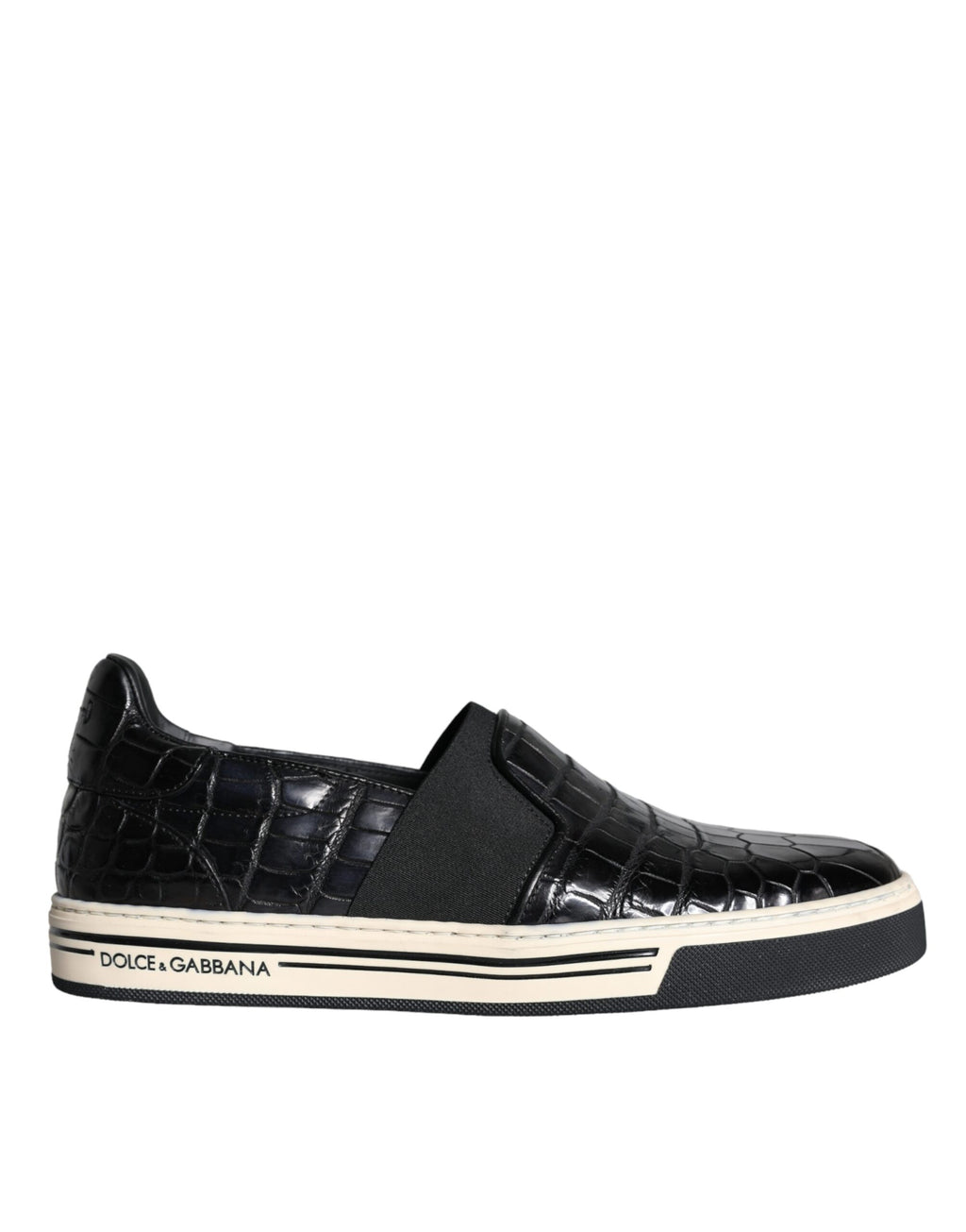 Mocassins décontractés en cuir noir de Dolce & Gabbana, chaussures casual élégantes pour homme.