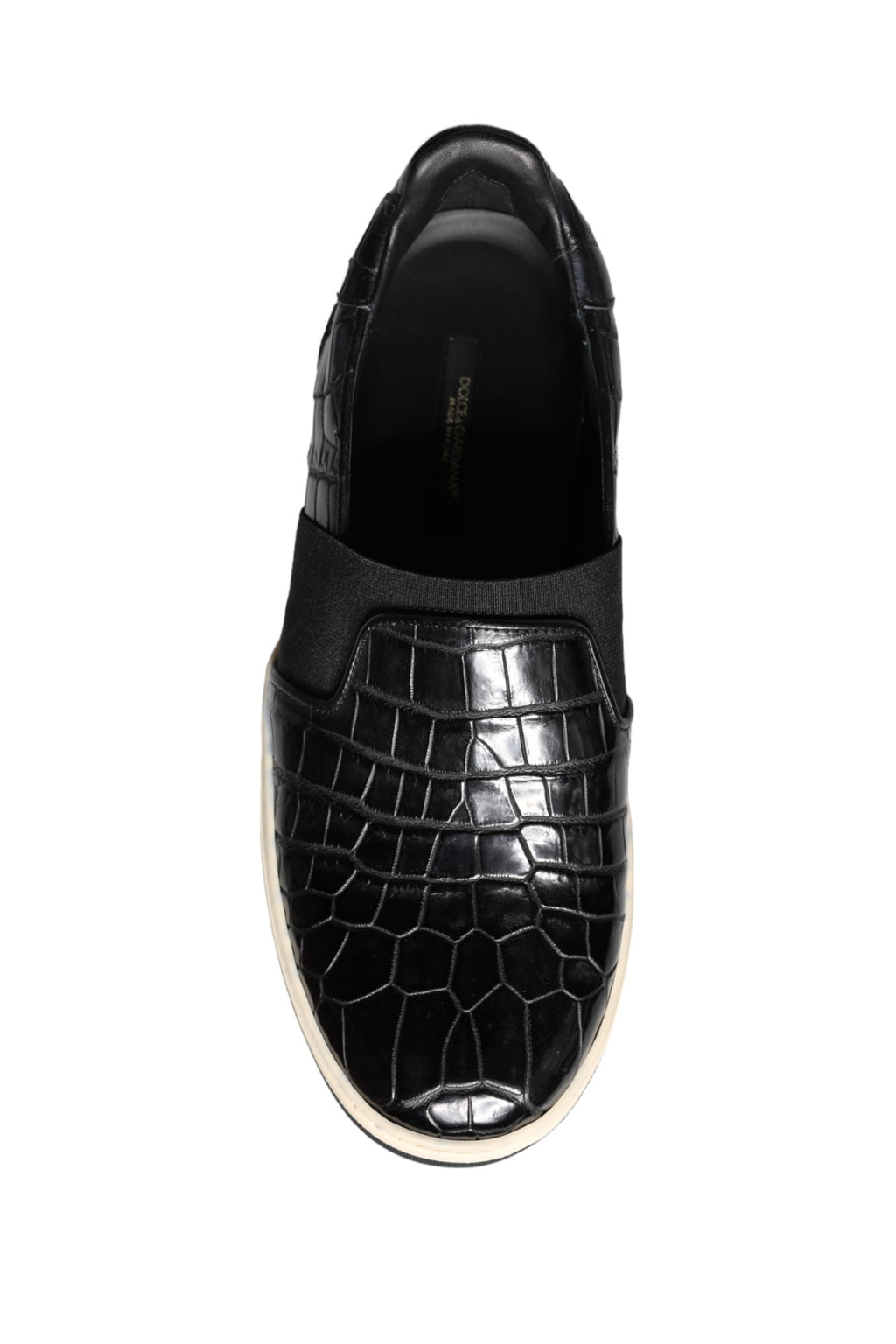 Chaussures décontractées Dolce & Gabbana en cuir noir, loafers ou slippers, avec semelle en cuir élégante.