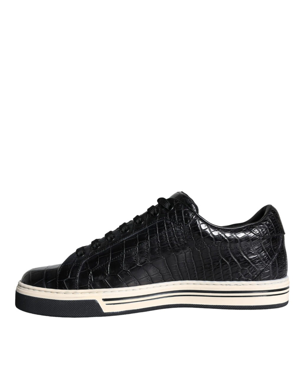 Chaussures basses en cuir noir pour homme de Dolce & Gabbana, sneakers élégants et confortables.