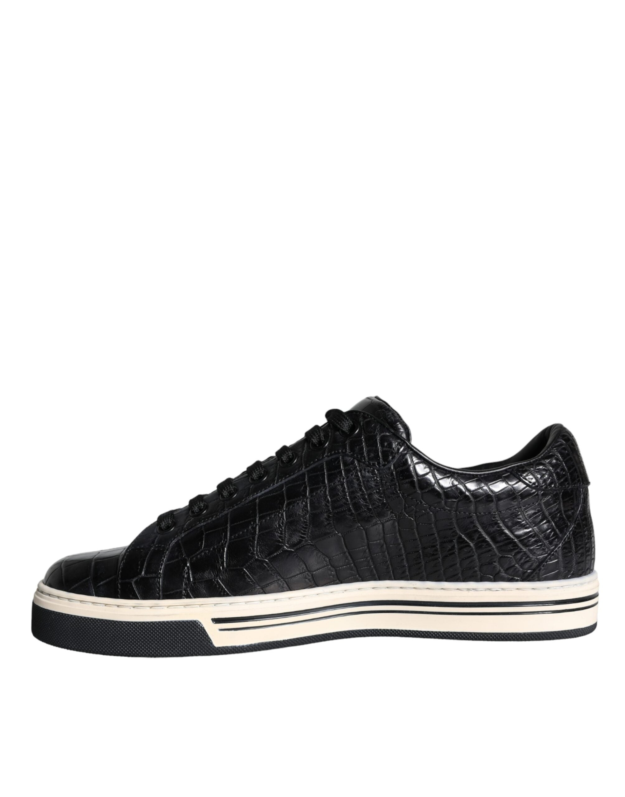 Chaussures basses en cuir noir pour homme de Dolce & Gabbana, sneakers élégants et confortables.