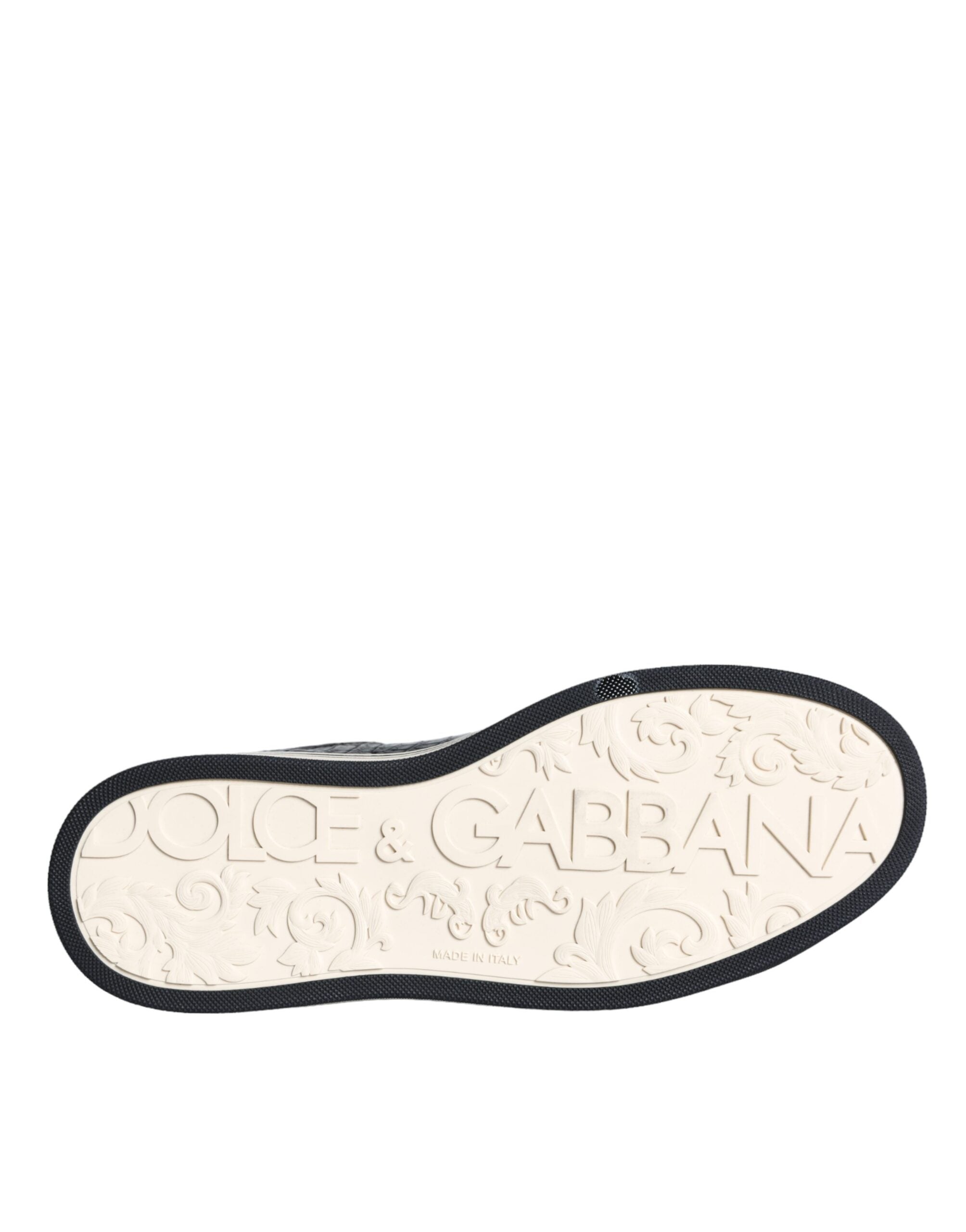 Chaussures sneakers basses en cuir noir pour homme de Dolce & Gabbana, vue de côté.