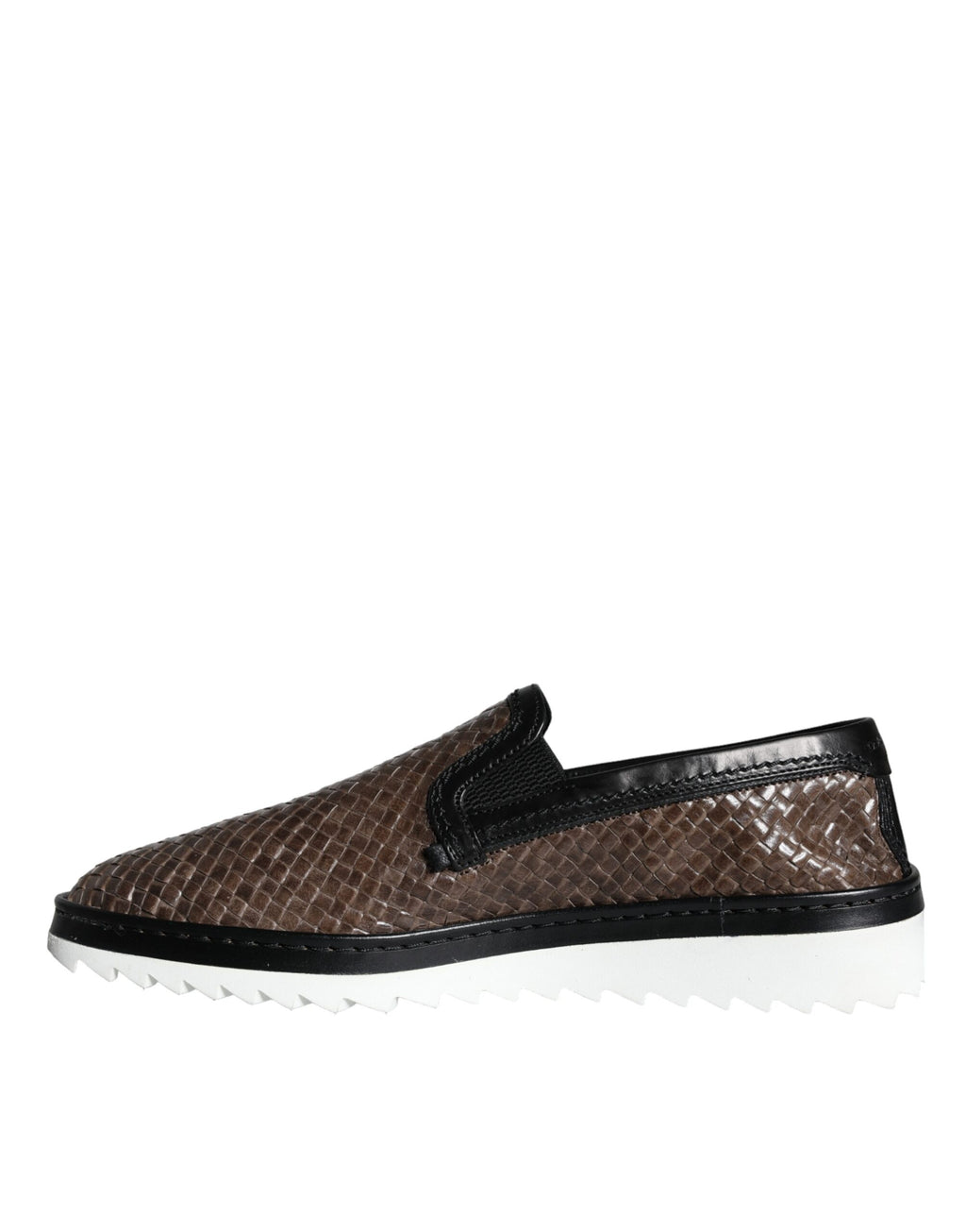 Chaussures mocassins pour homme Dolce & Gabbana en cuir tressé marron et noir, élégantes et confortables.