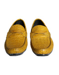 Mocassins en cuir jaune Dolce & Gabbana pour femme, chaussures slip-on élégantes avec finition raffinée.