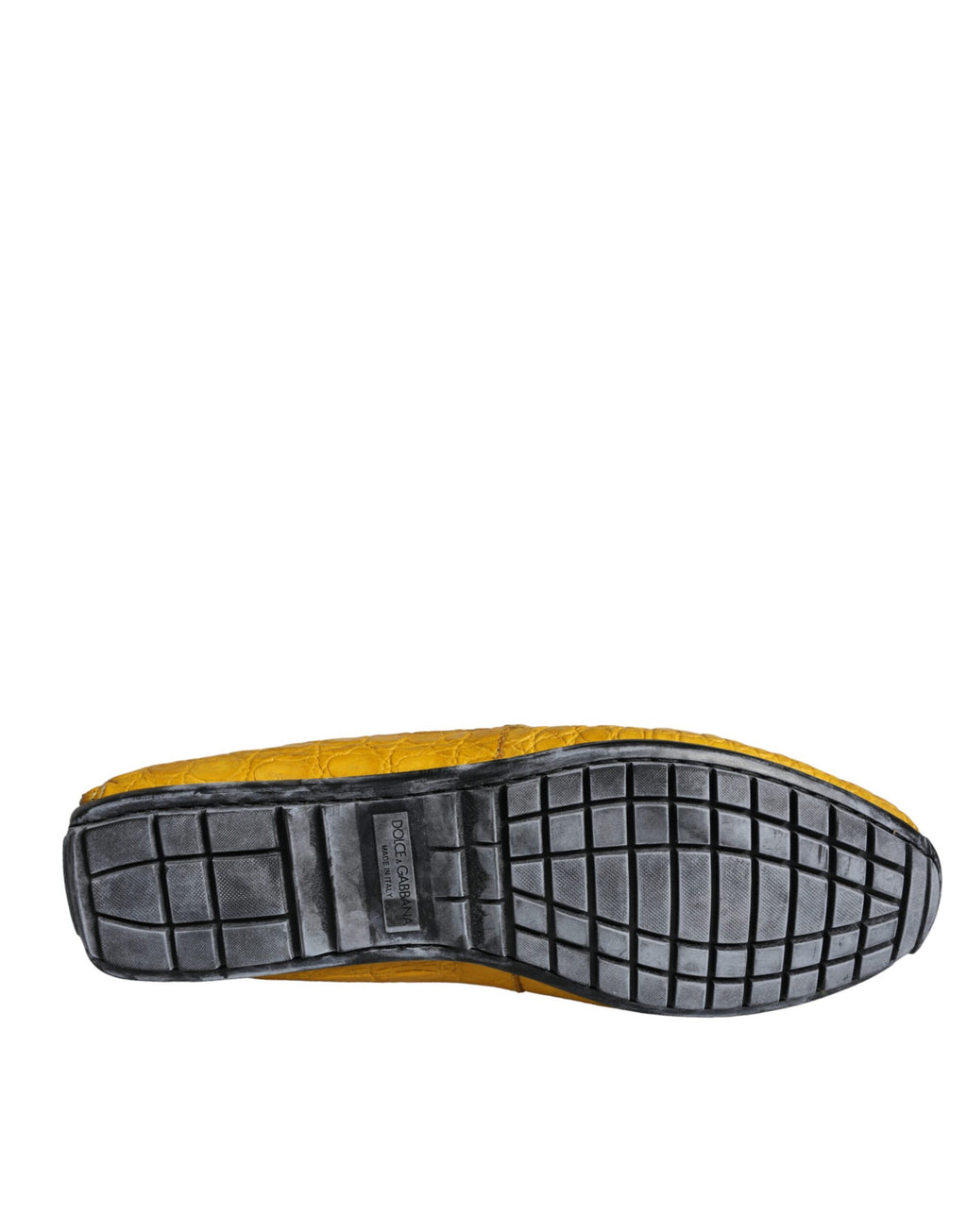 Mocassins en cuir jaune Dolce & Gabbana à enfiler, chaussures élégantes pour homme ou femme.