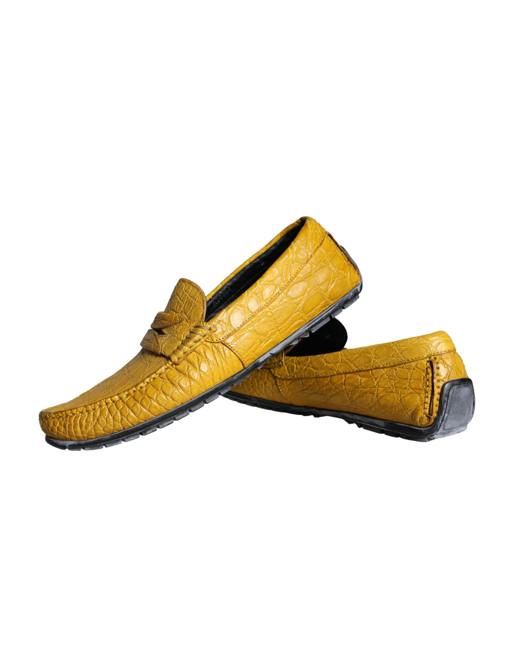 Mocassins en cuir jaune Dolce & Gabbana pour hommes, semelle plate et design élégant, chaussures de mode sophistiquées.