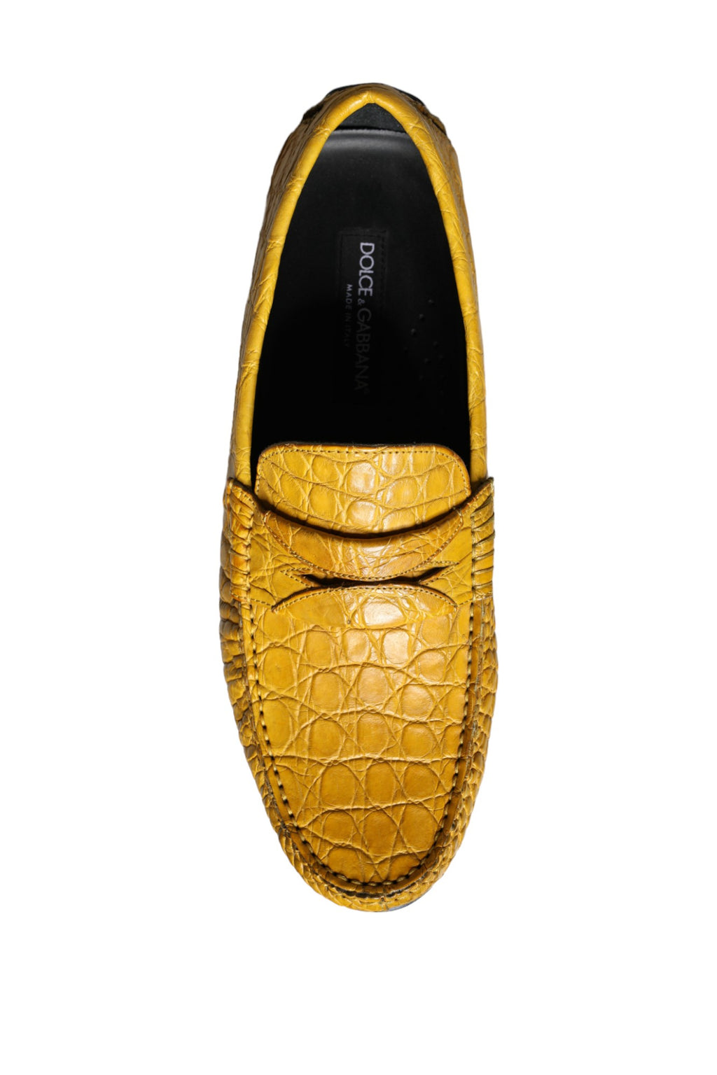 Mocassins en cuir jaune Dolce & Gabbana pour femmes, chaussures élégantes à enfiler, détails sophistiqués.