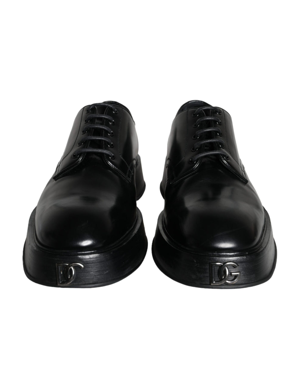 Chaussures Derby noires en cuir de veau de Dolce & Gabbana, chaussures formelles élégantes pour homme.