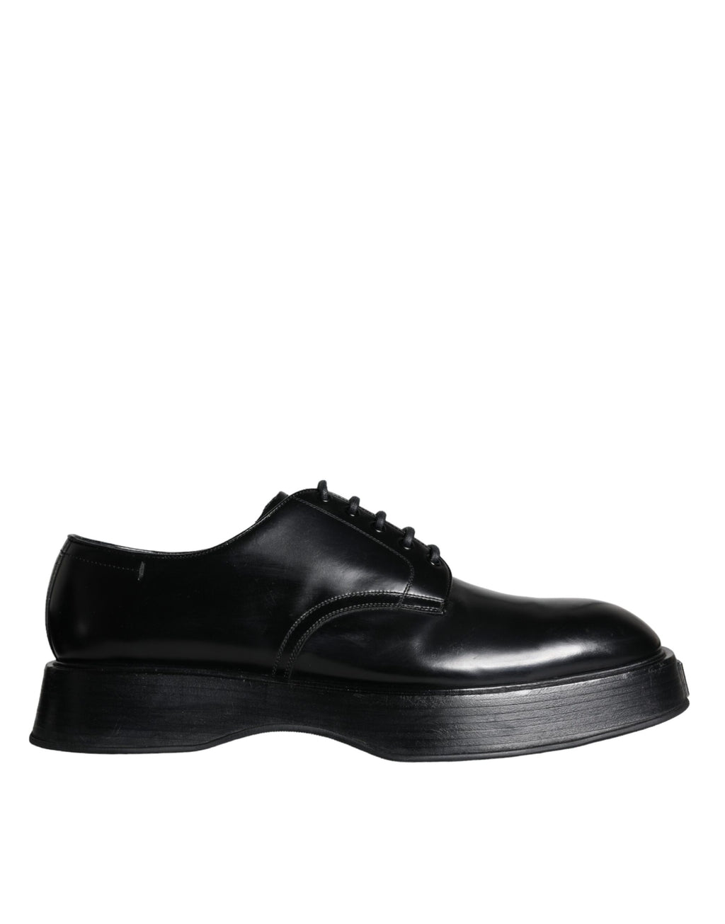 Chaussures Derby en cuir de veau noir de Dolce & Gabbana, chaussures formelles élégantes pour homme.