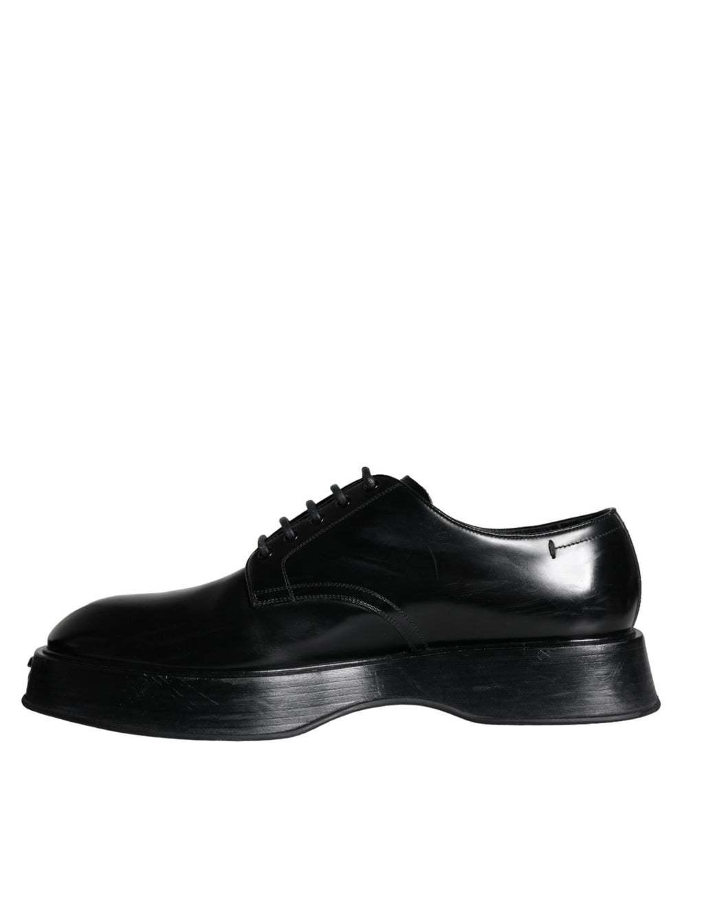 Chaussures Derby en cuir de veau noir de Dolce & Gabbana, chaussures formelles élégantes pour homme.