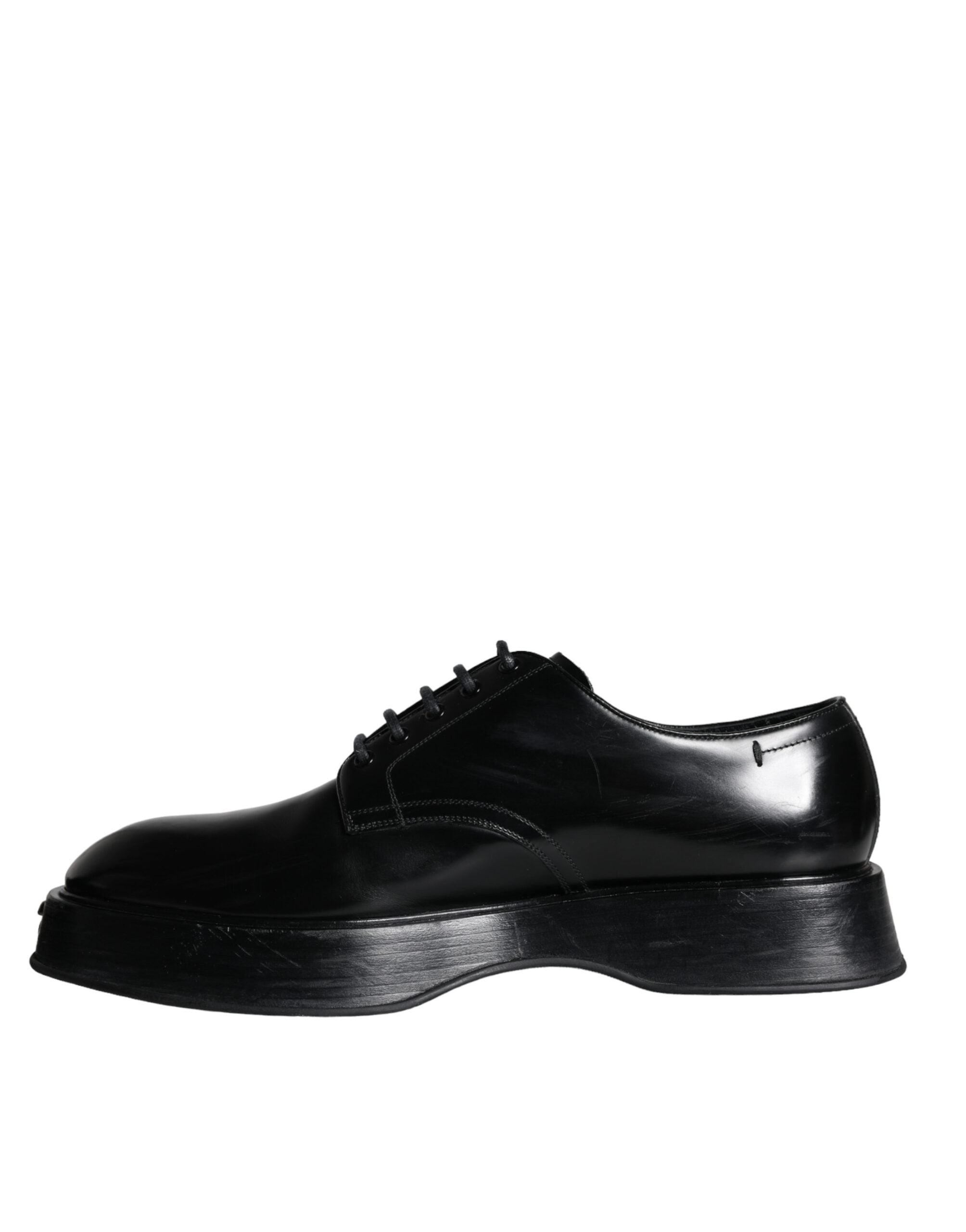 Chaussures Derby en cuir de veau noir de Dolce & Gabbana, chaussures formelles élégantes pour homme.
