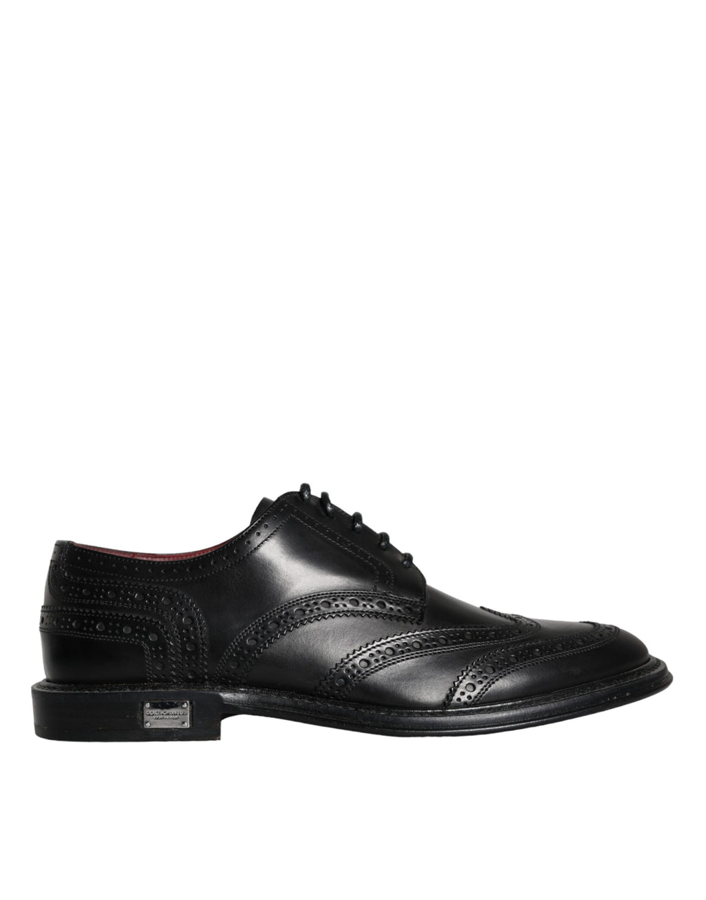 Chaussures Oxford en cuir noir pour hommes de la marque Dolce & Gabbana, style wingtip formel et élégant.