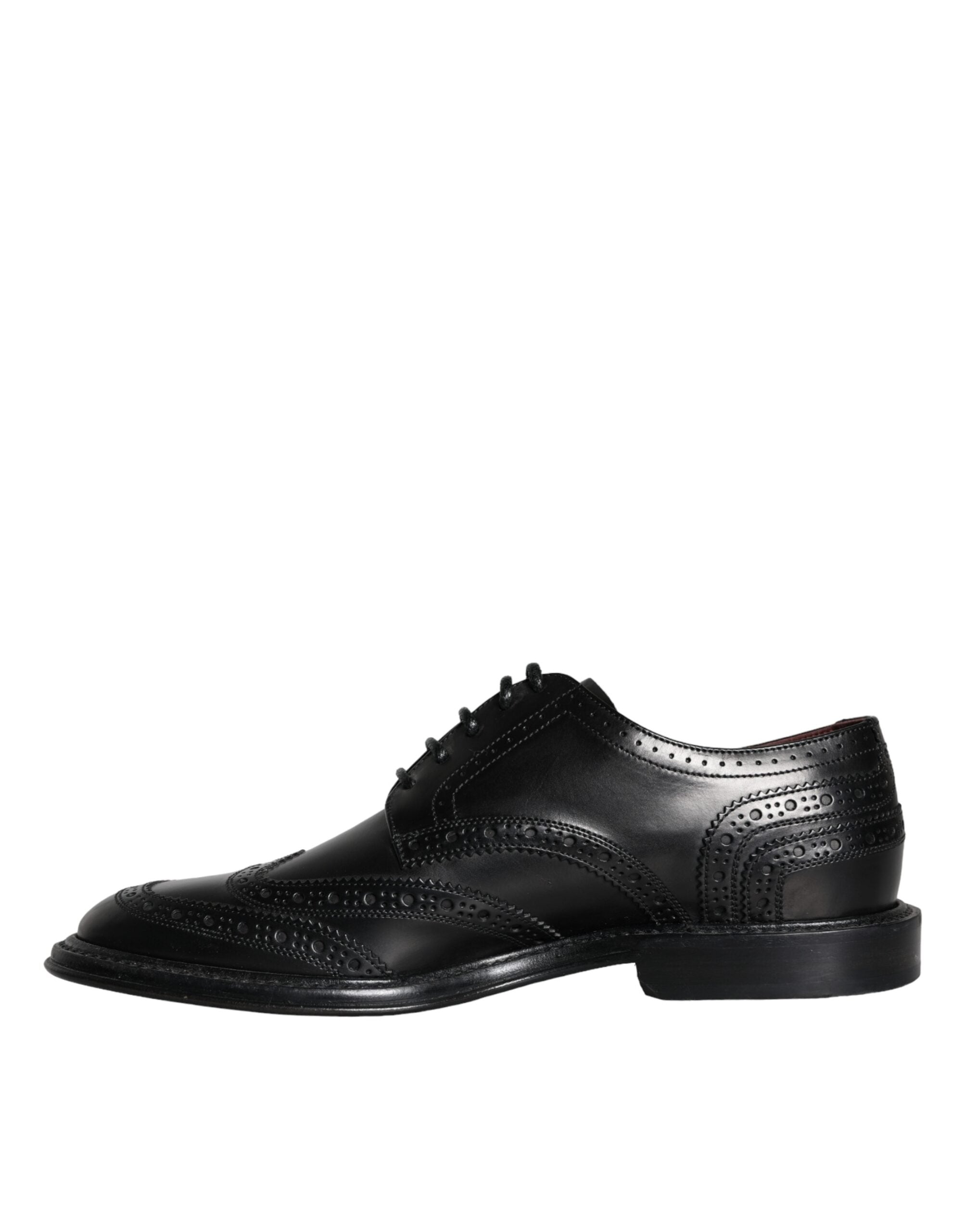 Chaussures formelles pour homme Dolce & Gabbana en cuir noir Oxford Wingtip, élégantes et sophistiquées.